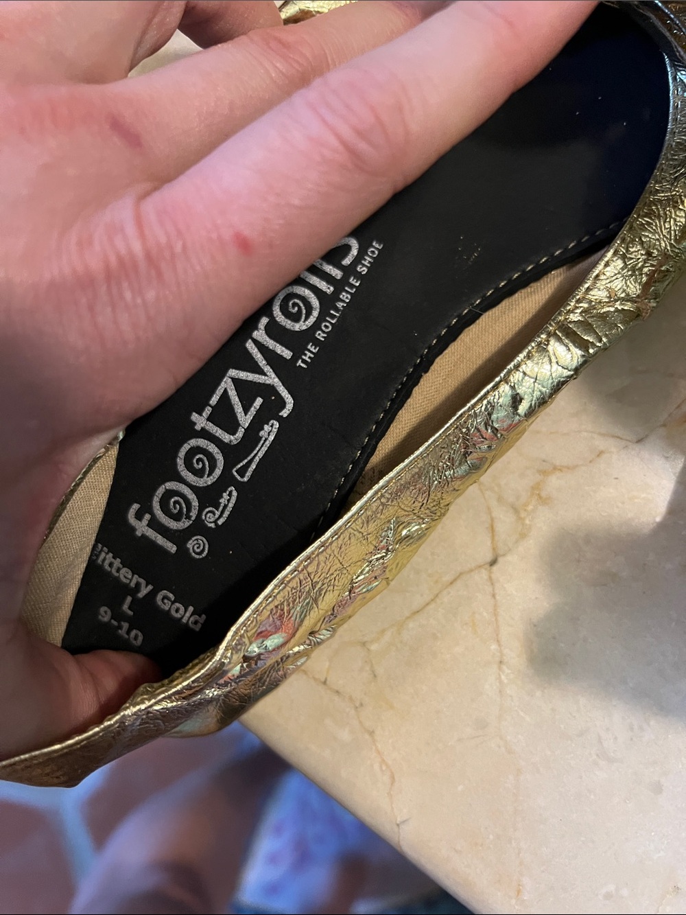 Footzyrolls Glittery Gold Women’s Ballet Flat - Gold 9-10